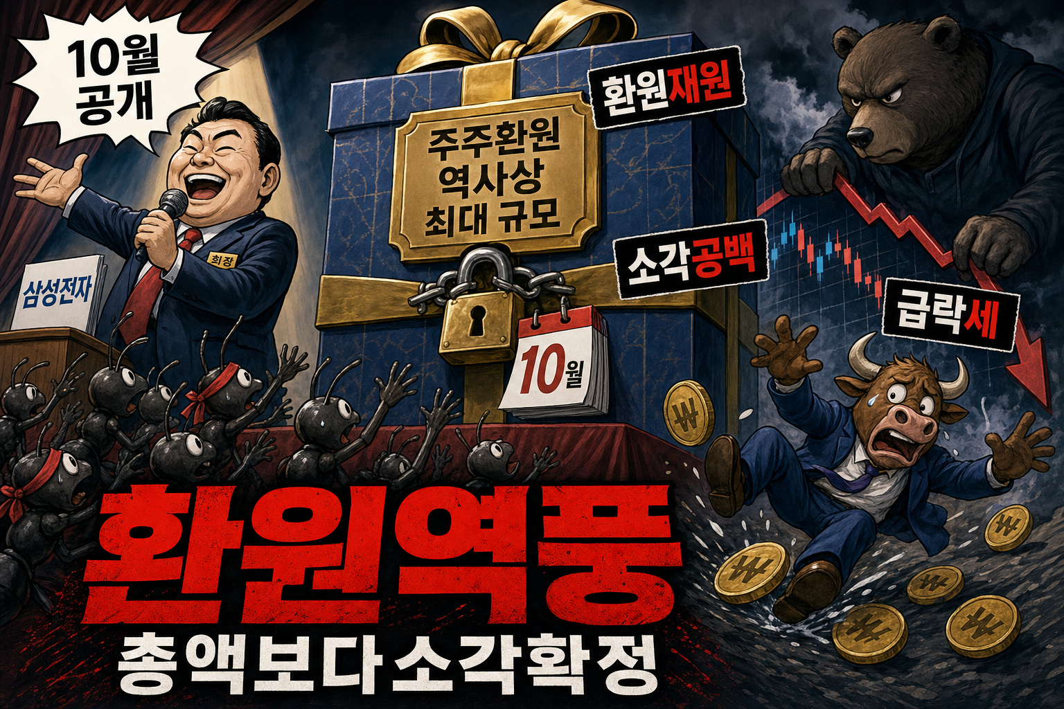 110조 환원에도 급락한 증시 풍자