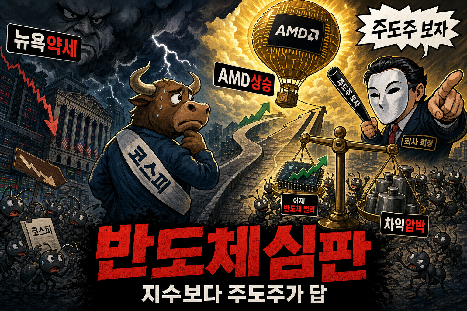 뉴욕 약세 속 반도체 주도력 시험